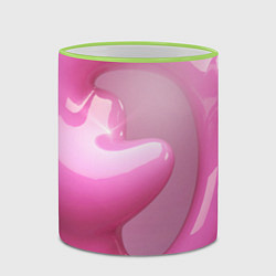 Кружка 3D Розовые краски абстракция, цвет: 3D-светло-зеленый кант — фото 2