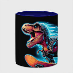 Кружка 3D Cool Dino on a skateboard - neon glow fantasy, цвет: 3D-белый + синий — фото 2