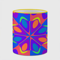 Кружка 3D Оптический узор красочная мозаика, цвет: 3D-желтый кант — фото 2