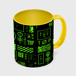 Кружка 3D Twenty one pilots neon, цвет: 3D-белый + желтый
