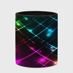 Кружка 3D Неоновый свет абстракция, цвет: 3D-белый + черный — фото 2