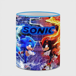 Кружка 3D Соник и Шэдоу ёжики, цвет: 3D-небесно-голубой кант — фото 2