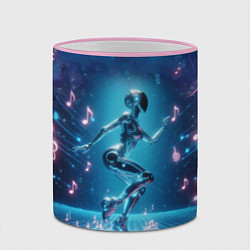 Кружка 3D Cyber robot girl - ai art fantasy, цвет: 3D-розовый кант — фото 2