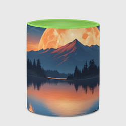 Кружка 3D Костер на берегу озера, цвет: 3D-белый + светло-зеленый — фото 2