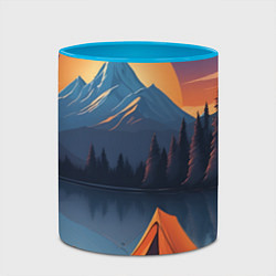 Кружка 3D Палатка на берегу озера, цвет: 3D-белый + небесно-голубой — фото 2