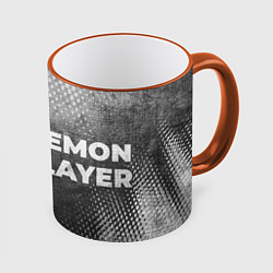 Кружка 3D Demon Slayer - grey gradient по-горизонтали, цвет: 3D-оранжевый кант