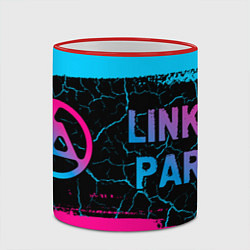 Кружка 3D Linkin Park 2024 - neon gradient по-горизонтали, цвет: 3D-красный кант — фото 2