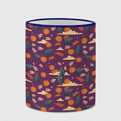 Кружка 3D Маленькие тыквы на фиолетовом фоне, цвет: 3D-синий кант — фото 2
