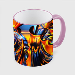 Кружка 3D Жидкие краски фрактал, цвет: 3D-розовый кант