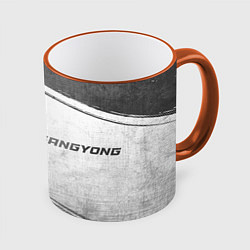 Кружка 3D SsangYong - white gradient по-горизонтали, цвет: 3D-оранжевый кант