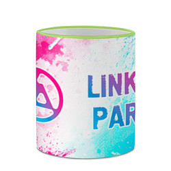 Кружка 3D Linkin Park 2024 neon gradient style по-горизонтал, цвет: 3D-светло-зеленый кант — фото 2