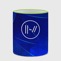 Кружка 3D Twenty One Pilots blue poly, цвет: 3D-светло-зеленый кант — фото 2