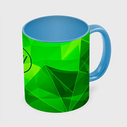 Кружка 3D Twenty One Pilots green poly, цвет: 3D-белый + небесно-голубой