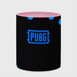 Кружка 3D PUBG синие соты абстракция, цвет: 3D-белый + розовый — фото 2