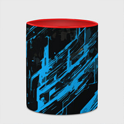 Кружка 3D Blue stripes on a black background, цвет: 3D-белый + красный — фото 2