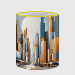 Кружка 3D Архитектура город абстракция, цвет: 3D-желтый кант — фото 2