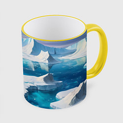 Кружка 3D Арктика льдины, цвет: 3D-желтый кант