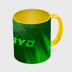 Кружка 3D BYD - green gradient по-горизонтали, цвет: 3D-белый + желтый