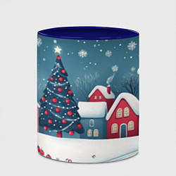 Кружка 3D Снежный новогодний день в городе, цвет: 3D-белый + синий — фото 2