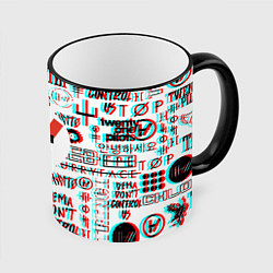 Кружка 3D Twenty one pilots glitch pattern, цвет: 3D-черный кант