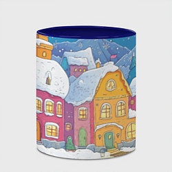 Кружка 3D Заснеженный рисованный городок, цвет: 3D-белый + синий — фото 2
