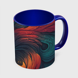 Кружка 3D Эбру теплая абстракция, цвет: 3D-белый + синий
