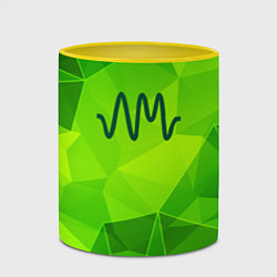 Кружка 3D Arctic Monkeys green poly, цвет: 3D-белый + желтый — фото 2