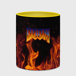 Кружка 3D Doom fire steel logo, цвет: 3D-белый + желтый — фото 2