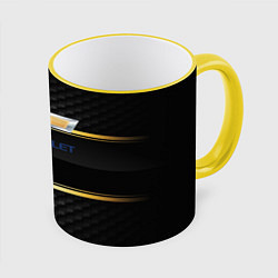 Кружка 3D Chevrolet auto steel, цвет: 3D-желтый кант