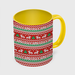 Кружка 3D Deer christmas pattern, цвет: 3D-белый + желтый