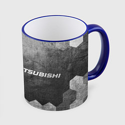 Кружка 3D Mitsubishi - grey gradient по-горизонтали, цвет: 3D-синий кант