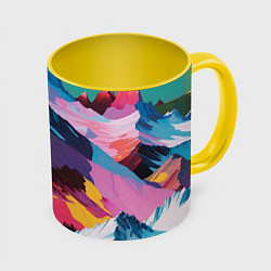 Кружка 3D Горы краски, цвет: 3D-белый + желтый