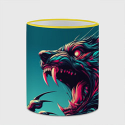 Кружка 3D Свирепый оборотень - нейроарт, цвет: 3D-желтый кант — фото 2