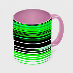 Кружка 3D Разноцветные вертикальные линии, цвет: 3D-белый + розовый