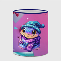 Кружка 3D Новогодняя змейка и подарки, цвет: 3D-синий кант — фото 2