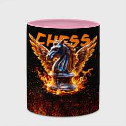 Кружка 3D Шахматный крылатый конь в огне, цвет: 3D-белый + розовый — фото 2