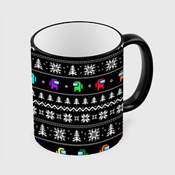 Кружка 3D Ornament - Among Us new year, цвет: 3D-черный кант