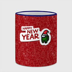 Кружка 3D Амонг ас - Новый год, цвет: 3D-синий кант — фото 2