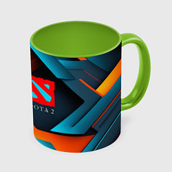Кружка 3D Dota 2 абстракция из линий, цвет: 3D-белый + светло-зеленый