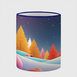 Кружка 3D Яркие новогодние елки, цвет: 3D-синий кант — фото 2