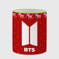 Кружка 3D Новогодний BTS с оленями, цвет: 3D-светло-зеленый кант — фото 2