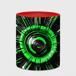 Кружка 3D Чёрно-зелёная сфера киберпанк, цвет: 3D-белый + красный — фото 2