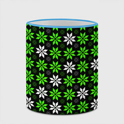 Кружка 3D Бело-зелёные звёзды на чёрном фоне, цвет: 3D-небесно-голубой кант — фото 2