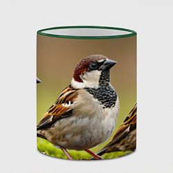 Кружка 3D Воробей, цвет: 3D-зеленый кант — фото 2