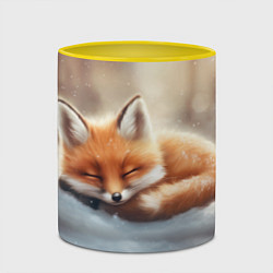 Кружка 3D Лисичка спит, цвет: 3D-белый + желтый — фото 2