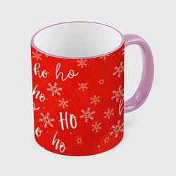 Кружка 3D Новый год ho ho ho, цвет: 3D-розовый кант