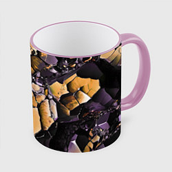 Кружка 3D Чёрно-жёлтый камень, цвет: 3D-розовый кант