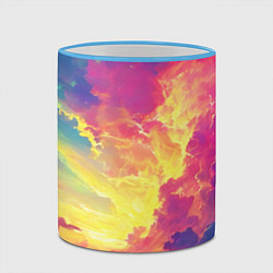Кружка 3D Розовые облака на синем небе, цвет: 3D-небесно-голубой кант — фото 2