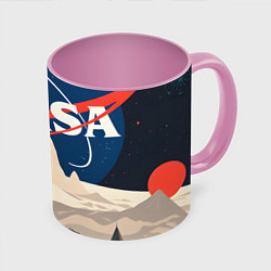 Кружка 3D NASA ретро, цвет: 3D-белый + розовый