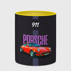Кружка 3D Porsche 911 cпортивный немецкий автомобиль, цвет: 3D-белый + желтый — фото 2